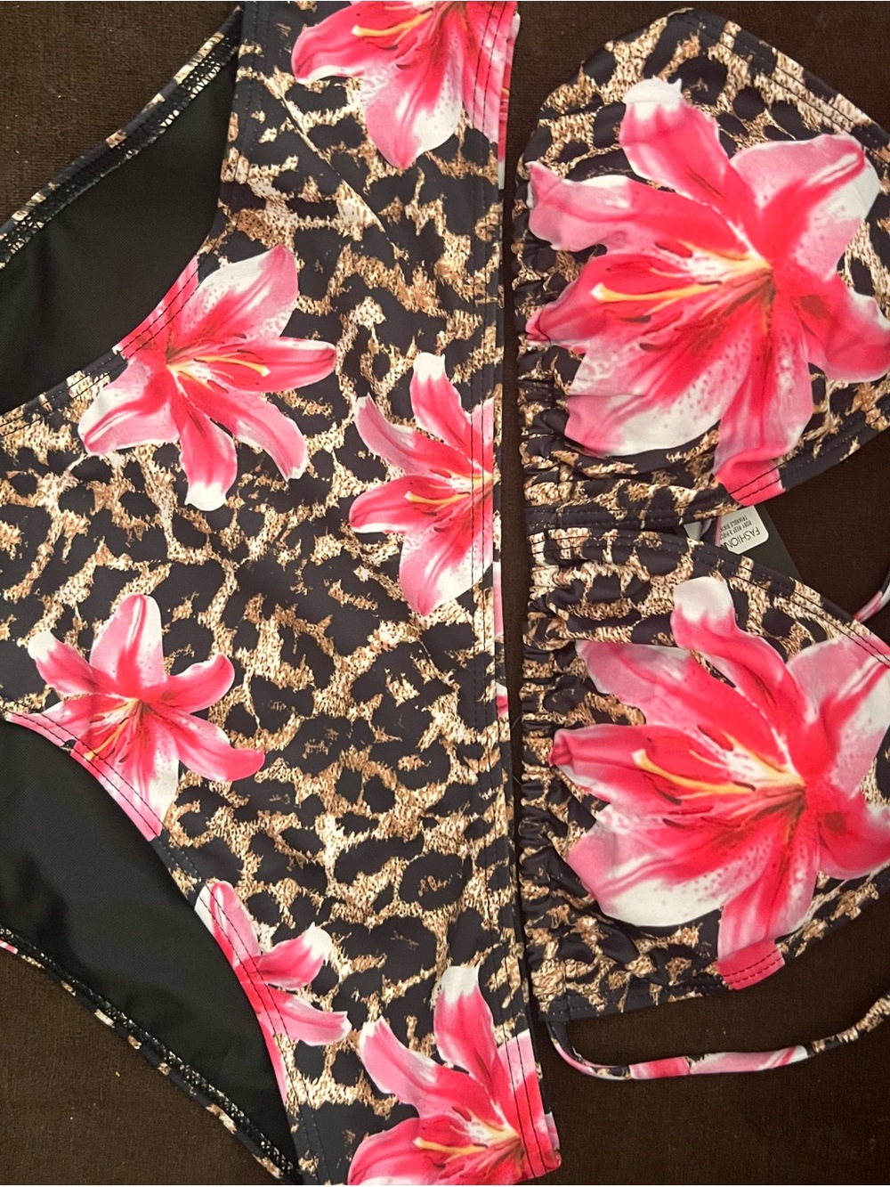 Floral & Leopard-Print 3 piece Bikini set Pink Floral